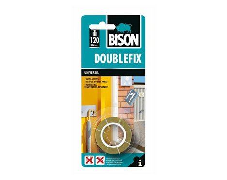 BISON DoubleFix 1,5 m x 19 mm x 0,8 mm | oboustranná transparentní lepící páska  armovaná