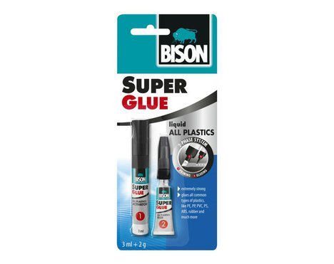 BISON Super Glue All Plastic 3 ml + 2 g | sekundové gelové lepidlo s aktivátorem