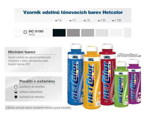 Hetcolor černý 0190 tónovací barva 350 g