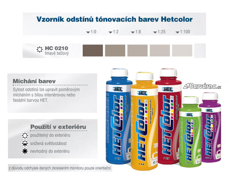 Hetcolor tm. béžový 0210 tónovací barva 1 kg