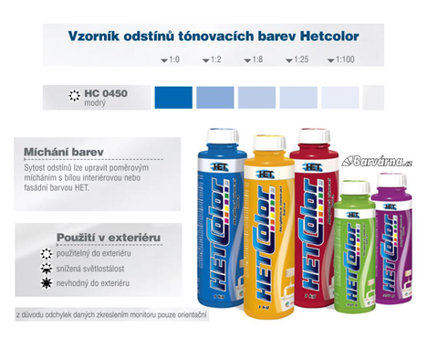 Hetcolor modrý 0450 tónovací barva 350 g