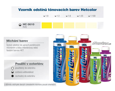 Hetcolor žlutý 0610 tónovací barva 1 kg