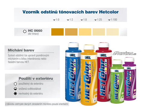 Hetcolor tm. okr 0660 tónovací barva 1 kg