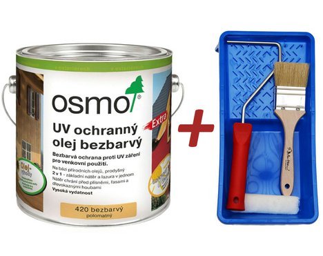 OSMO 420 UV Ochranný olej EXTRA, bezbarvý polomatný, 2,5 L a BONUS