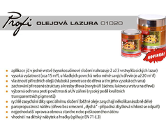 Profi Olejová Lazura O 1020 2,5 L dub zlatý T 0035  text 2