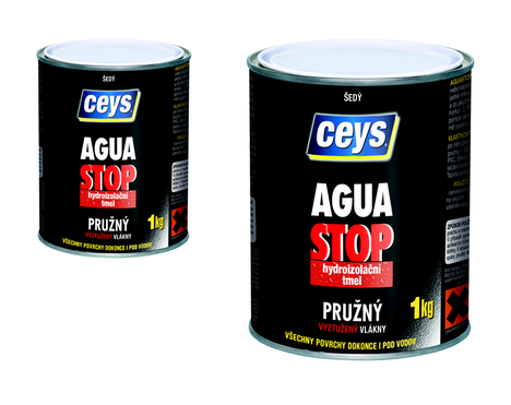 Ceys AGUA STOP šedý 1 kg  - hydroizolační tmel s vlákny