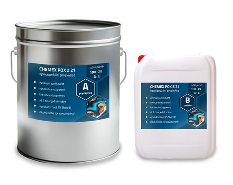 Epoxidová pryskyřice | křiťálová licí pryskyřice | Chemex POX Z 21 | 6,45 kg | design 2025