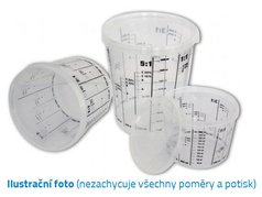 Míchací pohár / kelímek na barvu 0,6 L + víčko + stupnice v ml + poměry (max.  750 ml)