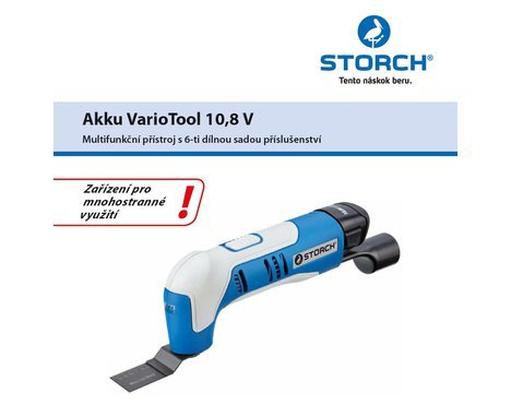 Storch Aku Vario Tool 10,8V - multifunkční oscilační dělička, bruska, škrabka     (620020)